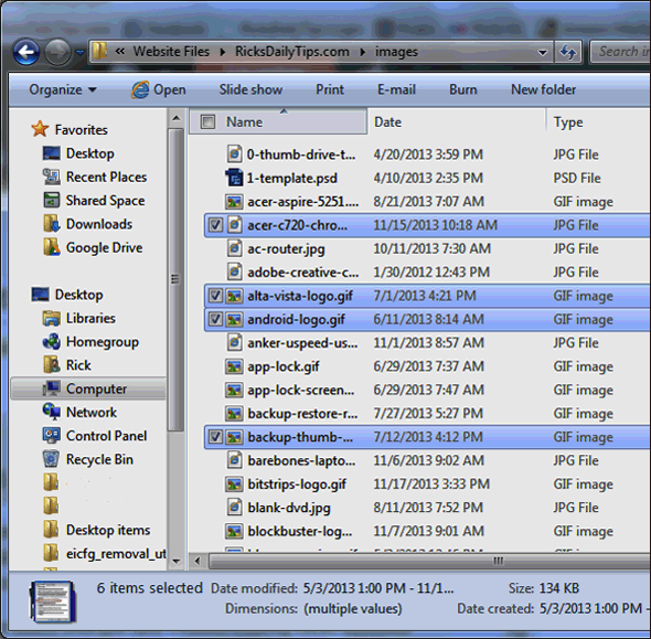 how to select multiple files in file explorer