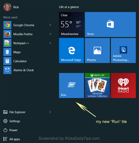 add-run-tile-screenshot