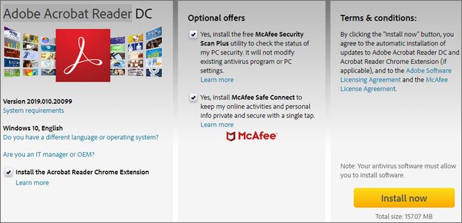 adobe acrobat reader dc download size