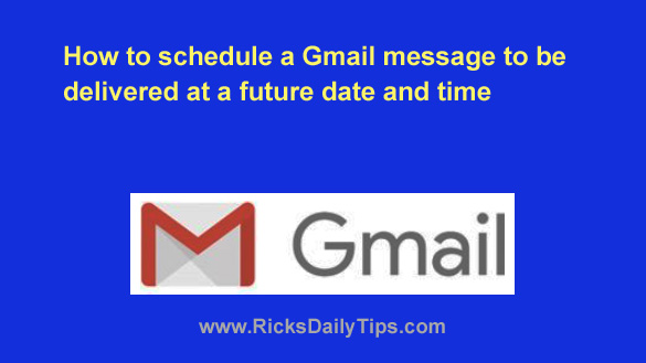 how to schedule email delivery in gmail