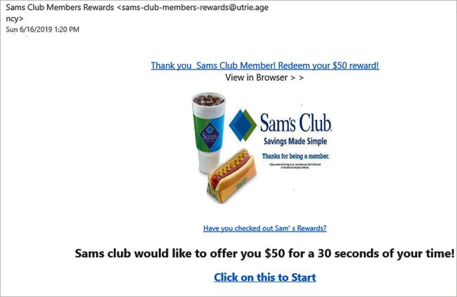 sams-club-scam-screenshot - Rick's Daily Tips