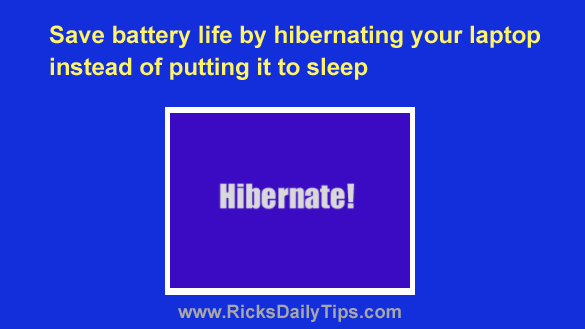 hibernate laptop instead of putting it to sleep