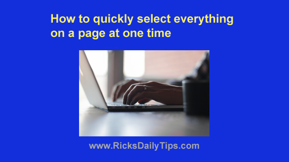 how to select everything on one page in word