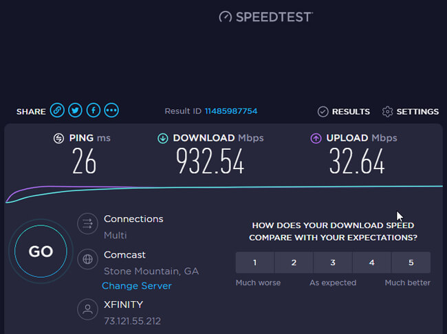 xfinity speedtest