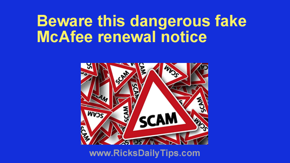 Fake McAfee Renewal scam